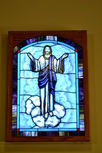 Religious Backlit Window by State of the Art Stained Glass Studio
