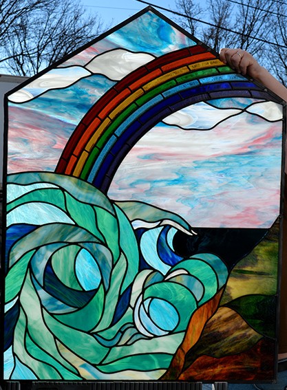 Religious Opalescent Window by State of the Art Stained Glass Studio