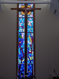 Religious Faceted Window by State of the Art Stained Glass Studio
