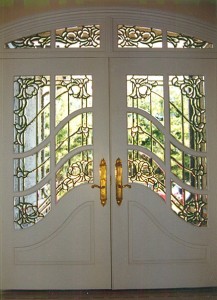 Leaded glass door by State of the Art Stained Glass Studio